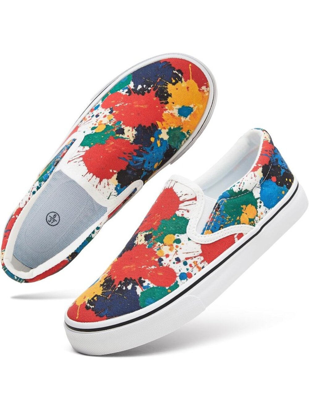 Women's Splash Paint Round Toe Flat Slip On Fashion Non Slip Breathable Sneaker